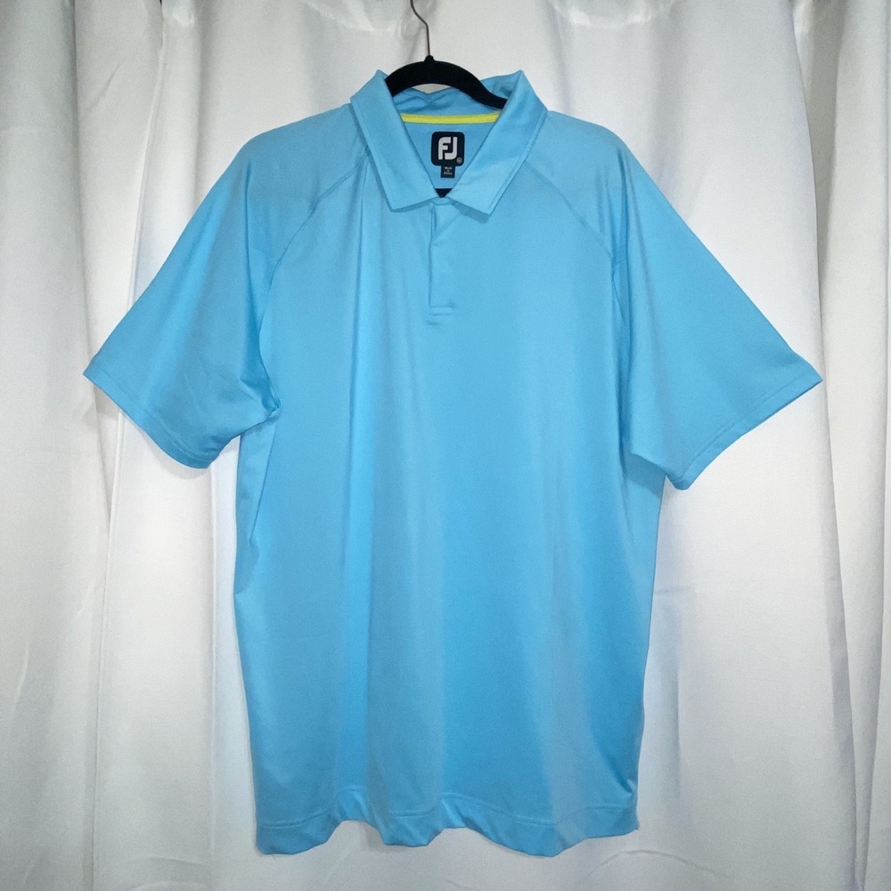 FootJoy Golf Polo Shirt Mens XL Blue FJ Logo Short Sleeve Lightweight Breathable
